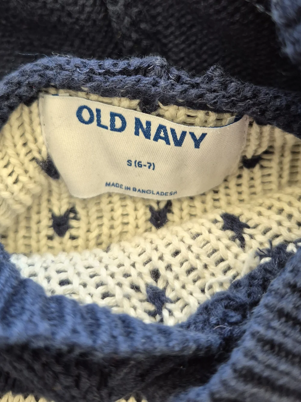 Old Navy Navy and White Hooded Fair Isle Reindeer Sweater